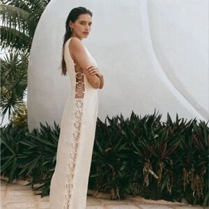 Vrg Grl Cream Discoteca Dress with Side Cutouts